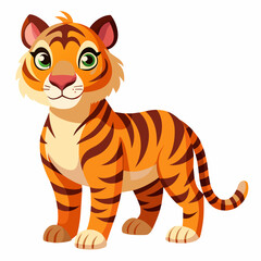 Fototapeta na wymiar tiger--white-background--3d-style-for-jungle-carto