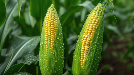 Obraz premium Green Cornfields and Data-Driven Farming