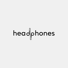 Vector headphones minimal text logo design