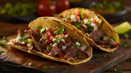 Delicious Beef Tacos on a Plate with Fresh Garnishes