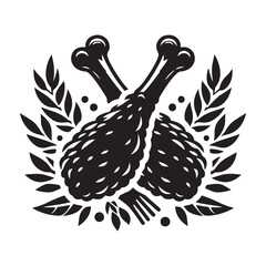 Clean Line Chicken Drumsticks Silhouette - Simple Yet Elegant - Chicken Drumsticks Illustration - Chicken Drumsticks Vector