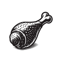 Barbecue Bliss: Silhouette of a Grilled Chicken Drumstick with Smoke - Chicken Drumstick Illustration, Chicken Drumstick Vector
