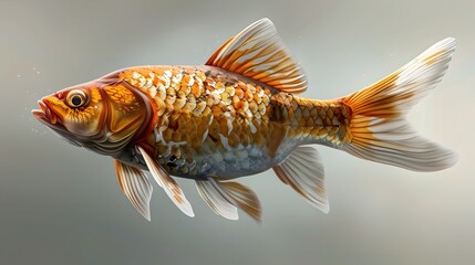 Golden Fish in Underwater Aquatic Environment