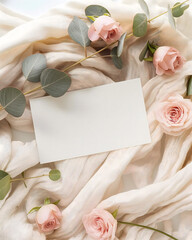 Elegant Pink Tulips and Eucalyptus on a Marble Background