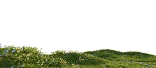 Fotobehang Serene river flowing through a lush green landscape. 3D render.  © snesivan