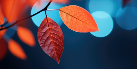 Autumn background with orange-red leaves.
