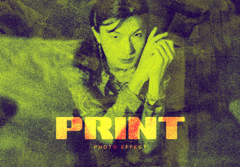 Dirty Print Texture Photo Effect Mockup - obrazy, fototapety, plakaty