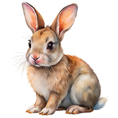 Obraz premium Watercolor Cute Bunny Rabbit, Transparent Background