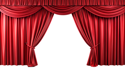 Red Velvet Theater Curtains,  isolated on transparent background 