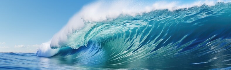 Ocean wave in blue backdrop.