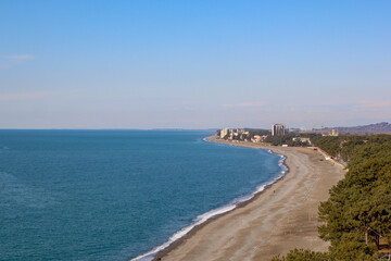 Black Sea in Kobuleti, Georgia. View from a drone