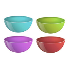 Realistic multicolored ceramic bowl vector illustration on white background