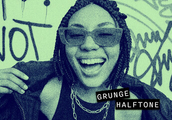 Grunge Halftone Photo Effect Mockup - obrazy, fototapety, plakaty
