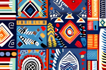 Obraz premium ethnic fabric pattern, African tribal pattern in colorful