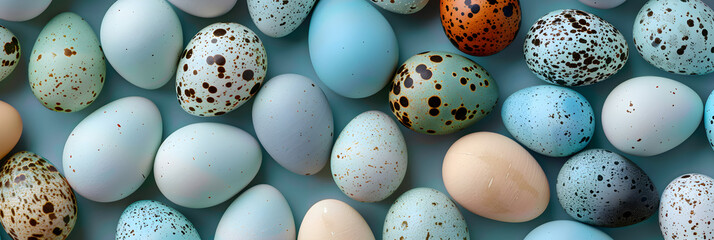 A Study in Oology: Diverse Collection of Bird Eggs on a Denim Background