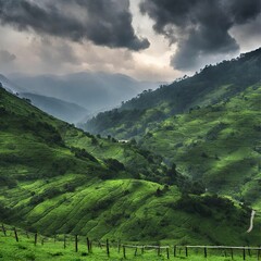 Obraz premium landscape with hills and clouds