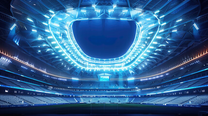 interior of an olympic stadium with bright LED lightings - obrazy, fototapety, plakaty