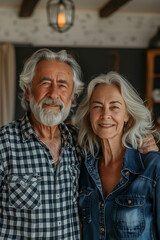 Portrait of senior caucasian husband and wife smile happy