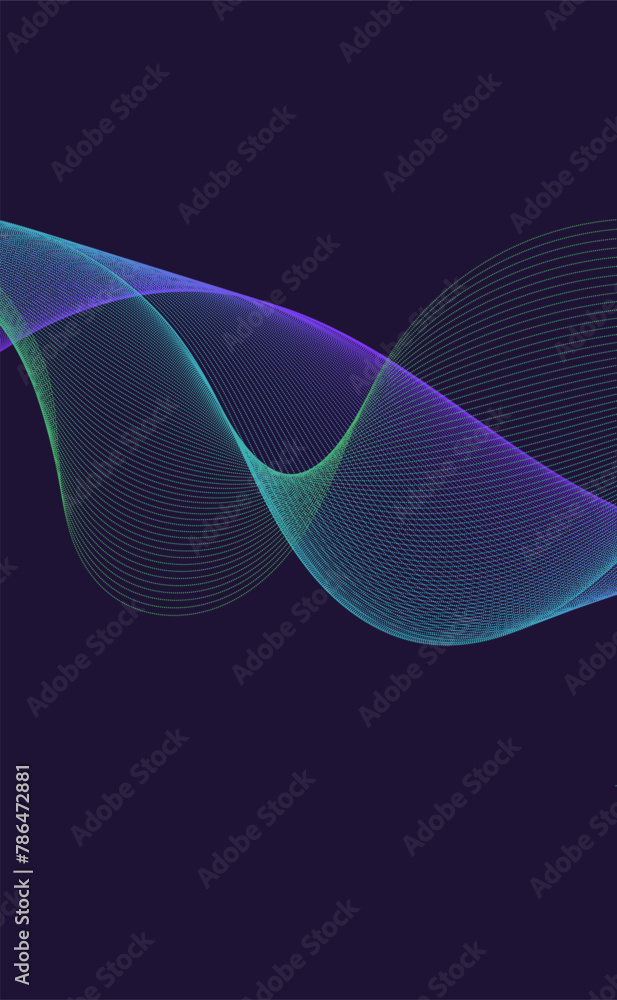 Poster abstract dot particle line wave gradient on dark purple background
