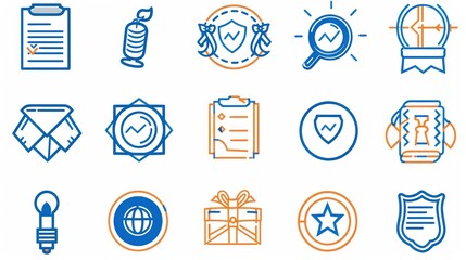 approval and certified icon set - obrazy, fototapety, plakaty