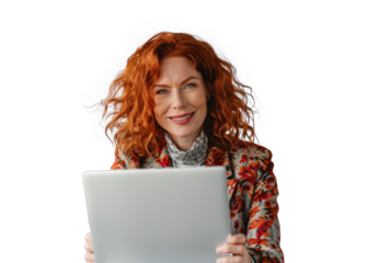 Redhead Scandinavian Using Tablet