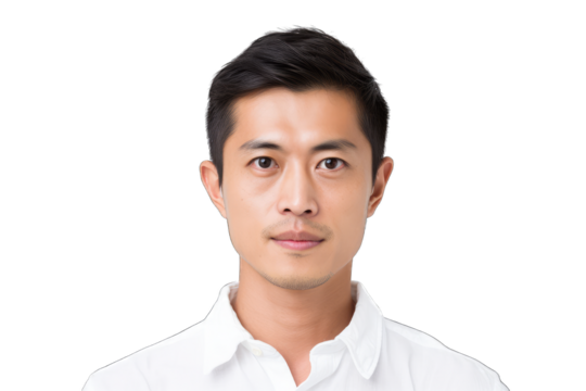 Professional Asian Man in White Dress Shirt - Transparent PNG