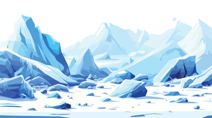 Cartoon nature winter arctic ice landscape with iceberg