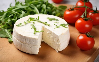 Fresh Cheese with Tomatoes and Greens