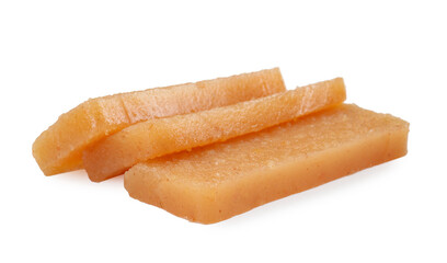 Delicious sweet quince paste and isolated on white