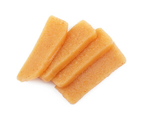 Delicious sweet quince paste and isolated on white, top view