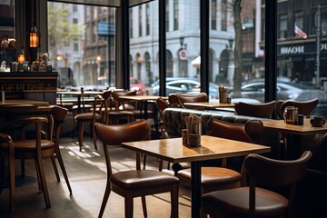 Interior of a empty cafe in the city