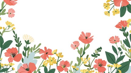 Fototapeta premium Bring to life a delightful, whimsical rear view of a Mexican-inspired motif frame for Cinco de Mayo celebrations Incorporate cute, colorful hot pink Mexican flowers with a touch of minimalism inspired