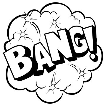 recommend clip art: Bang word coloring retro PNG illustration. Isolated image on white background. Comic book style imitation.