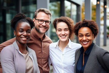 Obraz premium Group of start up smart casual diverse business people outside