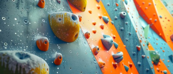 Boulder climbing wall in boulder climbing hall - climbing background banner panorama