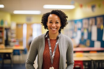 Portrait of a smiling young female school teacher