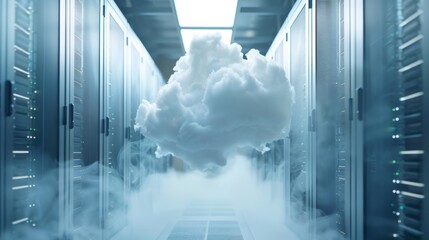 cloud in the middle of server room - obrazy, fototapety, plakaty