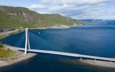 Suspension bridge at Kåfjord near Alta in Norway.