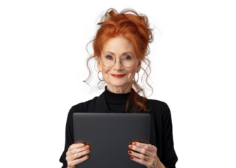 Redhead Scandinavian with Laptop Smiling