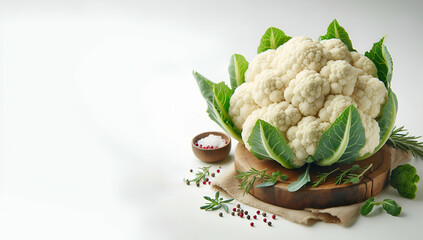 A cauliflower is on a white background with a white background, generative ai - obrazy, fototapety, plakaty