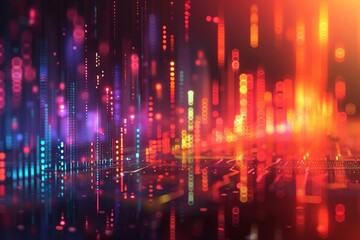 Visual representation of financial markets through colorful stock charts and trend analysis plots on a soothing color palette, providing a unique perspective on managing wealth.