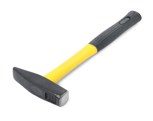 New hammer with rubber handle isolated on white