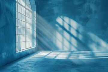 Subtle light blue background enhances product display. Soft shadows and natural light create a captivating backdrop.