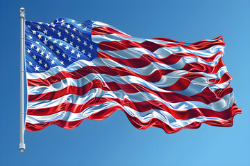 Digital illustration of the American flag waving in the wind, suitable for designs related to memorial day and 4th of July celebrations.