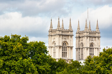 Fototapeta na wymiar Two towers of Westminster Abbey in the city of Westminster, London, England