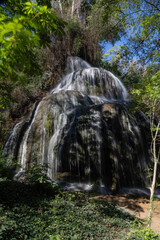 Long exposure photographs of the stone monastery waterfalls (Zaragoza-Spain) - 786481490