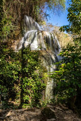 Long exposure photographs of the stone monastery waterfalls (Zaragoza-Spain) - 786481641