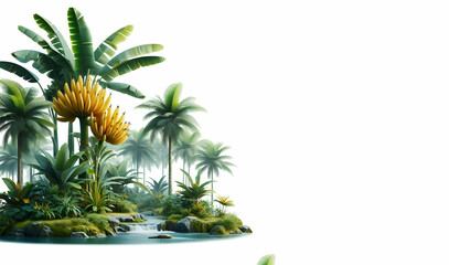 Fototapeta premium Banana tree isolated on white background Generated by AI