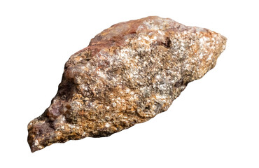 brown stone with silver particles, isolated image on transparent background