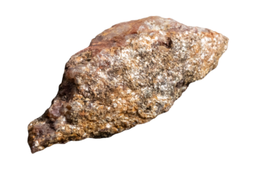 brown stone with silver particles, isolated image on transparent background